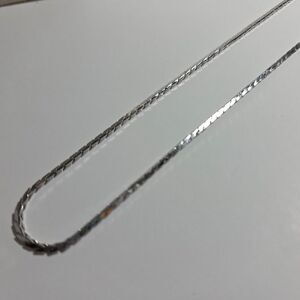 Vintage Monet Silver Tone Flat Braided Herringbone Chain Necklace 15" Minimalist